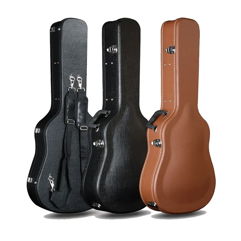 ब्राउन शास्त्रीय गिटार चमड़े बॉक्स उच्च गुणवत्ता लोकप्रिय गिटार की रक्षा और सहायक उपकरण थोक चमड़े गिटार बैग