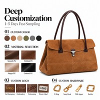 Sac fourre-tout en daim marron personnalisé avec logo, grande capacité, sac à bandoulière en daim et cuir PU pour femmes, travail et voyage