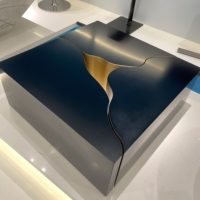 Ensemble de table basse centrale en acier inoxydable doré titane pour salon moderne et luxueux. Achat en gros de meubles en métal.