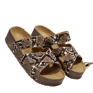 Sandales compensées gladiateur tendance pour femme, à bout ouvert, motif floral, léopard ou serpent, semelle épaisse, fermeture à boucle, amorti - Product Image 2