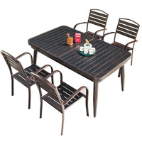Table et chaises de salle à manger d'extérieur en alliage d'aluminium, design moderne, résistant aux UV, durable, imperméable, résistant au soleil, pour cour, villa, balcon