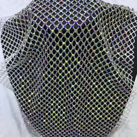 Tissu en Spandex Maille Filet Cristal AB SS10 SS16 Largeur 150 cm pour Robe Sexy, Maille Filet Scintillante en Strass Diamant pour Robe