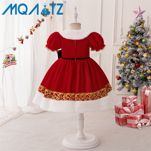 Vestido de Princesa Rojo con Lazo de Satén Floral para Niñas, Cuello Redondo, Formal, <span class=keywords><strong>Maxi</strong></span>, Traje de Fiesta Infantil con Apliques para la Temporada de Primavera - Product Image 2