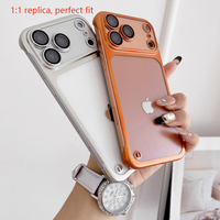 Funda Protectora para iPhone 12 13 17Pro ProMax, Media Cubierta, Sin Marco, Electrochapada, Esmerilada, Ultrafina, con Protector de Lente Anti-Caídas