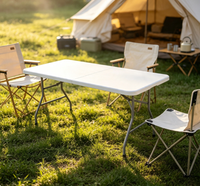 Table pliante d'extérieur moderne et minimaliste, best-seller transfrontalier, avec structure en métal et plateau en HDPE blanc