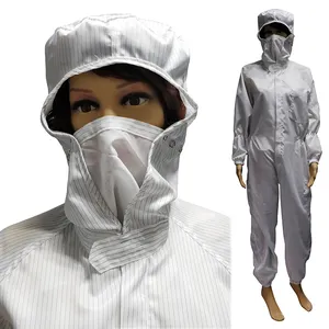 Cleanroom Suit Cleanroom 5MM Stripe Jumpsuit ESD Suit Anti-static Coverall Cleanroom Suit