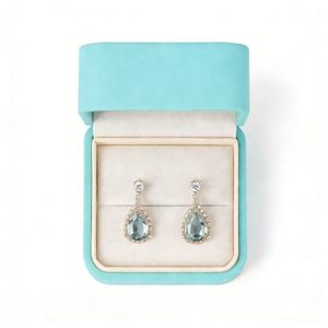 Boîte à boucles d'oreilles haut de gamme en cuir PU avec couvercle rabattable, insert en papier, logo personnalisé sérigraphié, vente en gros - Product Image 3