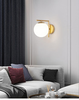 Applique Murale LED Sphérique Moderne Minimaliste Nordique en Verre Côtelé Doré Antique pour Couloir, Chevet, Hôtel et Chambre d'Enfant