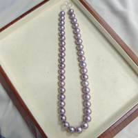 Collier de perles d'eau douce naturelles rondes de 9 à 11 mm, à fort lustre, de type Edison, blanc et violet, pour la fabrication de bijoux