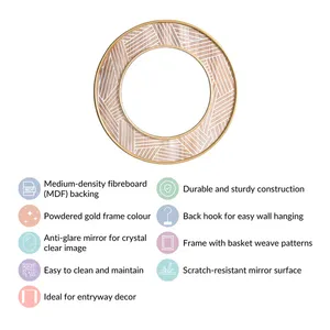 กระจกติดผนังโลหะสไตล์คลาสสิกที่ทันสมัยปรับแต่งได้ตกแต่งบ้านโบราณที่มีรายละเอียดกรอบกลม - Product Image 4