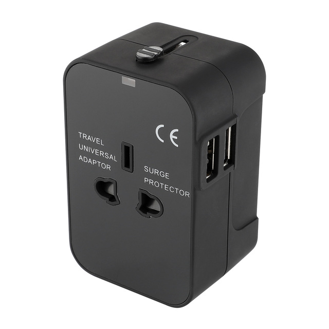 Travel Plug Multi-Function Universal Adapter with 2 USB Ports 12V Multi-USB Converter
