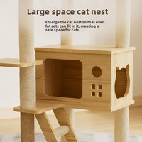 Tour griffoir pour chat toutes saisons, multi-niveaux, en bois, durable, avec double capsule spatiale, design minimaliste, petit modèle