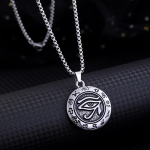 Vintage Stainless Steel <b>Horus</b> <b>Eye</b> Pendant <b>Necklace</b> | Ancient Egyptian Symbol Men's Rose Gold Plated Link Chain Trendy <b>Necklace</b> - Product Image 6