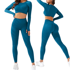 Conjunto de Yoga de 2 Piezas para Mujer, Diseño 2026, Manga Larga, Secado Rápido, Ropa Deportiva para Pilates, Gimnasio y Entrenamiento - Product Image 1