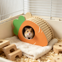 Cachette en bois pour hamster en forme de carotte, maisonnette pour petits animaux, jouet à mâcher, accessoire de cage pour hamster syrien, hamster nain, gerbille, souris, OEM personnalisé