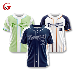 Nouveau design uniforme de baseball, impression numérique, maille polyester, col en V, chemise cousue, logo personnalisé, nom, maillot de baseball pour hommes Wbq55 - Product Image 1