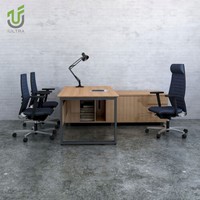 Bureau de direction incurvé IULTRA, forme ovale moderne et luxueuse, table de bureau pour PDG, finition blanc brillant, plateau en bois écologique, garantie 10 ans