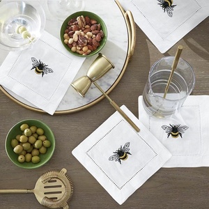 Hemstitch Monogram Thêu Linen Khăn Ăn Cá Nhân Tùy Chỉnh Vải Lanh Khăn Ăn Với Logo Cho Đám Cưới - Product Image 2