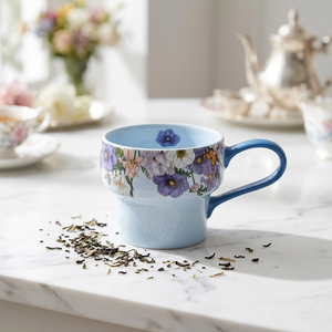 Mug en céramique et porcelaine avec poignée incurvée, style floral, mug à café, passe au micro-ondes, résistant aux hautes températures - Product Image 1