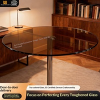 Verre trempé rond de couleur thé, 8 mm, pour bureau et table à manger, livraison rapide