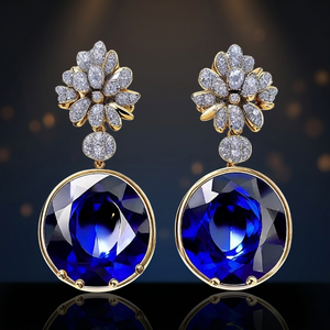Boucles d'oreilles de mariage vintage en argent sterling 925 plaqué rhodium, goutte d'eau bleue pour les mariées - Product Image 4