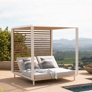 Lit de jour pour piscine, lit de soleil extérieur, chaise longue, cabane, tente, cadre en aluminium, lit à auvent, vente flash hôtel - Product Image 1