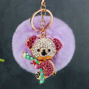 8cm nouveau Design strass <span class=keywords><strong>ours</strong></span> porte-clés pompon pendentif sac bijoux dames fille <span class=keywords><strong>ours</strong></span> strass porte-clés - Product Image 2