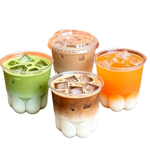 Disposable Custom logo 8 12 16 oz <b>Drink</b> Bubble Tea Ice Transparent clear Coffee Juice Pet <b>Plastic</b> Cute cat Claw <b>Cup</b> with Lid - Product Image 1