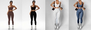 Ensemble de yoga Yimo Leopard Fashion épais avec rembourrage, dos croisé, taille haute, effet froncé aux fesses, pour femme, tenue de sport d'extérieur, vêtements de course pour femme - Product Image 2