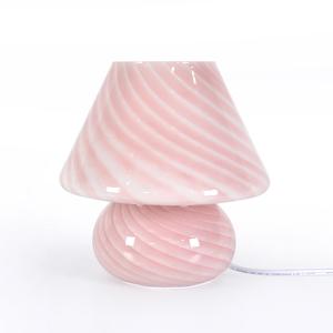 Glass <b>LED</b> Desk Lamp for Bedroom <b>Bedside</b> Korean Ins Style Striped Mushroom <b>Table</b> Lamp Decor Cute Glass Translucent <b>Bedside</b> Lamp - Product Image 1