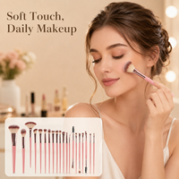Ensemble de pinceaux de maquillage professionnels personnalisés avec logo, 20 ou 30 pièces, poils synthétiques rose et gris, pour le visage et les yeux