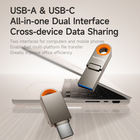 Flashdisk 128GB Dual USB Type-C & USB-A Bahan Zinc Alloy USB 3.2 Gen 1 OTG untuk iPhone Seri 15/16/17, Android, PC, Mac