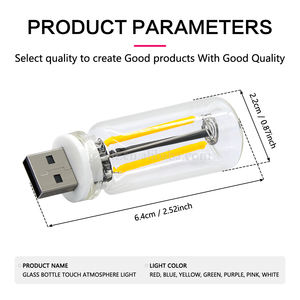 Rétro USB <span class=keywords><strong>LED</strong></span> Edison Ampoule 5V Filament Tactile Gradation Veilleuse Incandescente Décorative <span class=keywords><strong>LED</strong></span> Éclairage pour <span class=keywords><strong>Camping</strong></span> Auto Intérieur - Product Image 2