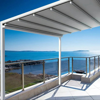 Auvent moderne mural rétractable pour balcon, jardin extérieur, avec structure en aluminium, toit en PVC, télécommande sans fil, protection UV et anti-pluie, pour villa