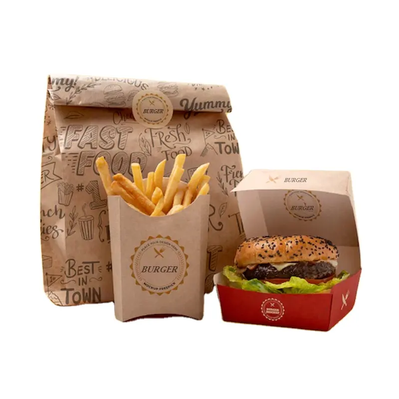 Yasonpack Opvouwbare Verpakking Dozen Voor Burger Logo Slider Burger En Pizza Doos Papier Burger Doos Food Custom