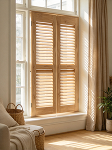 Natural <b>Oak</b> Wooden Plantation Shutters Rectangle Window Blinds For Home Office American Custom Interior Shades Modern - Product Image 6