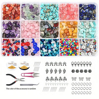 Pierres précieuses et cristaux pour la fabrication de bijoux, boîte de perles en pierre naturelle, kit de fabrication de bracelets de forme irrégulière