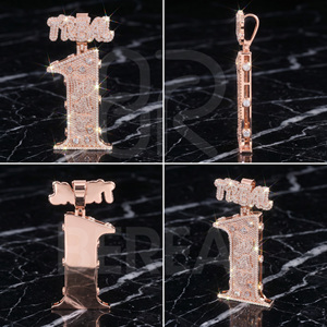 Luxury Custom Vvs Moissanite Letter 3D Vertical Pendant Hot Selling Iced Out Princess Diamond Hip Hop Name Pendant Men Jewelry - Product Image 2
