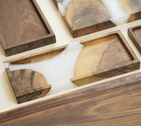 Maison Naturelle Rectangulaire Petit Plateau de Rangement en Bois de Noyer Noir Plateau de Service pour Aliments Cosmétiques Bijoux Parfum Bougie