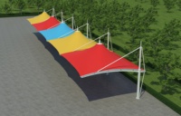 Structure de membrane tendue en PVDF pour abri de voiture, auvent de stationnement extérieur, abri imperméable et résistant au vent
