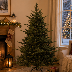 Sapin de Noël Artificiel de Luxe 1,5-3m Pré-éclairé LED, Arbre Complet Articulé pour Intérieur, Installation Facile, Ignifuge, Durable, Personnalisable en Usine - Product Image 1