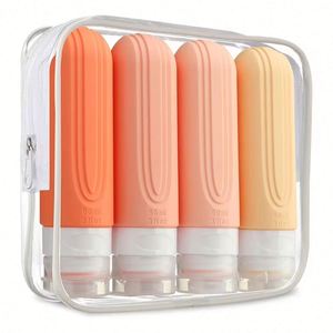 Ensemble de voyage écologique de 90 ml avec logo personnalisé, quatre pièces, approuvé pour l'avion, anti-fuite, rechargeable, en silicone, pour articles de toilette - Product Image 3