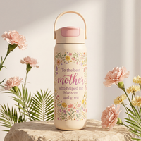 Gobelet de voyage isotherme en acier inoxydable de 24 oz avec couvercle à paille rabattable et poignée, personnalisable avec logo – Idée cadeau Fête des Mères en gros