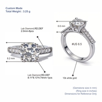 Bague de fiançailles Tianyu Gems en or blanc 10K avec diamant de laboratoire taille brillant rond sur mesure et pavé milgrain pour femme – Collection de bagues raffinées