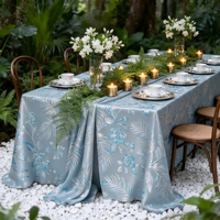Nappe jacquard florale à feuilles de palmier tropicales, couverture de table tissée de luxe pour la décoration d'hôtels, banquets et mariages