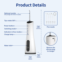 Meilleures ventes : Irrigateur dentaire électrique sans fil 300 ml, hydropulseur portable 4 niveaux de pression pour dents, appareils dentaires, maison et hôtel