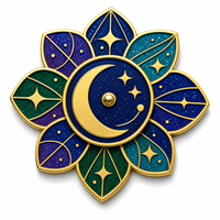Broche personnalisée en émail rotatif à paillettes, plaquée or, motif paysage naturel, en métal, cadeau, vente en gros