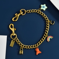 Gantungan Tas Logam Berbentuk Beruang Kartun Lucu dengan Bunga Pelangi, Liontin Enamel, Hiasan Rantai Tas, Ornamen Fashion, Hadiah untuk Anak Perempuan dan Wanita
