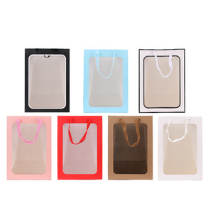 Kraft Paper Gift <strong>Bag</strong> Valentine's Day Rose Bear Packaging Mother's Day Flower Packaging Kraft Paper Gift <strong>Bag</strong> With Clear Window - Product Image 5