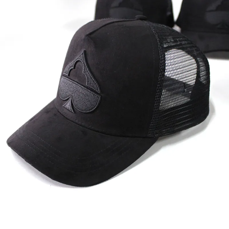 Wholesale Oem Custom Fashion 5 Panel Embroidery Logo Mesh Snap Back Cap,Outdoor Unisex Gorras,Classic Suede Trucker Hat